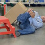 dangerous accident in warehouse during work